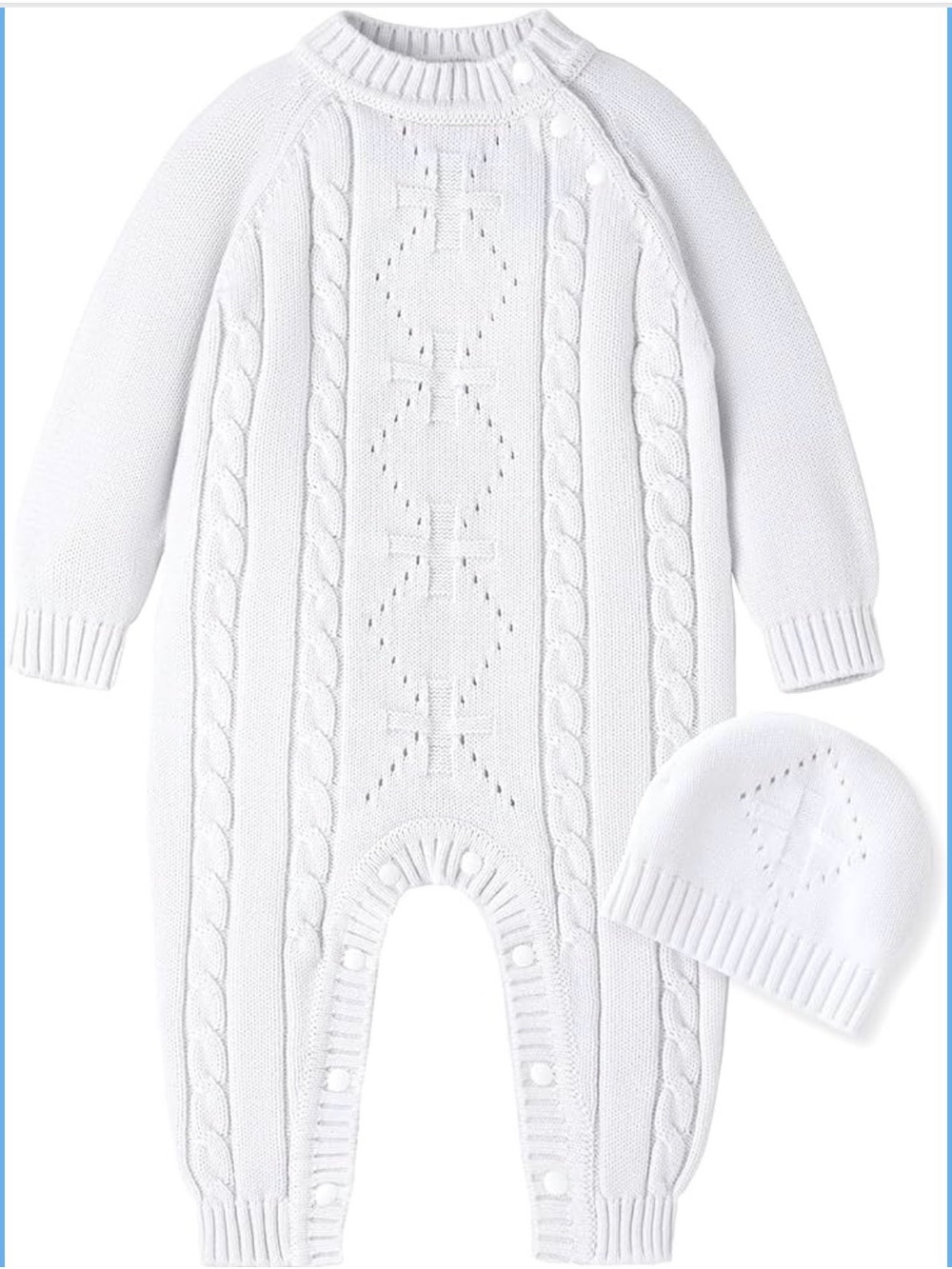 Booulfi Baby Boy's Christening Baptism Winter Sweater Romper Outfit with Hat